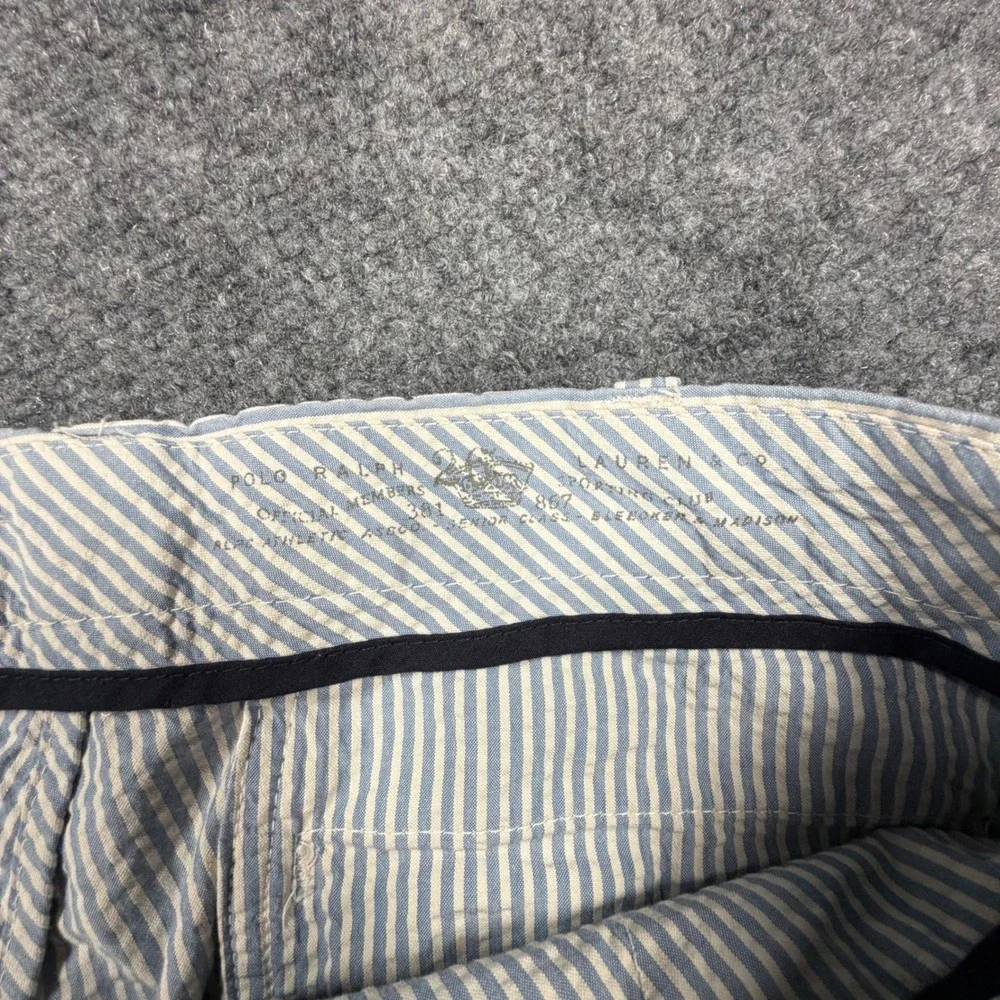 Polo Ralph Lauren Suffield Fit Shorts Mens 38 Blue White Seersucker Striped 0562